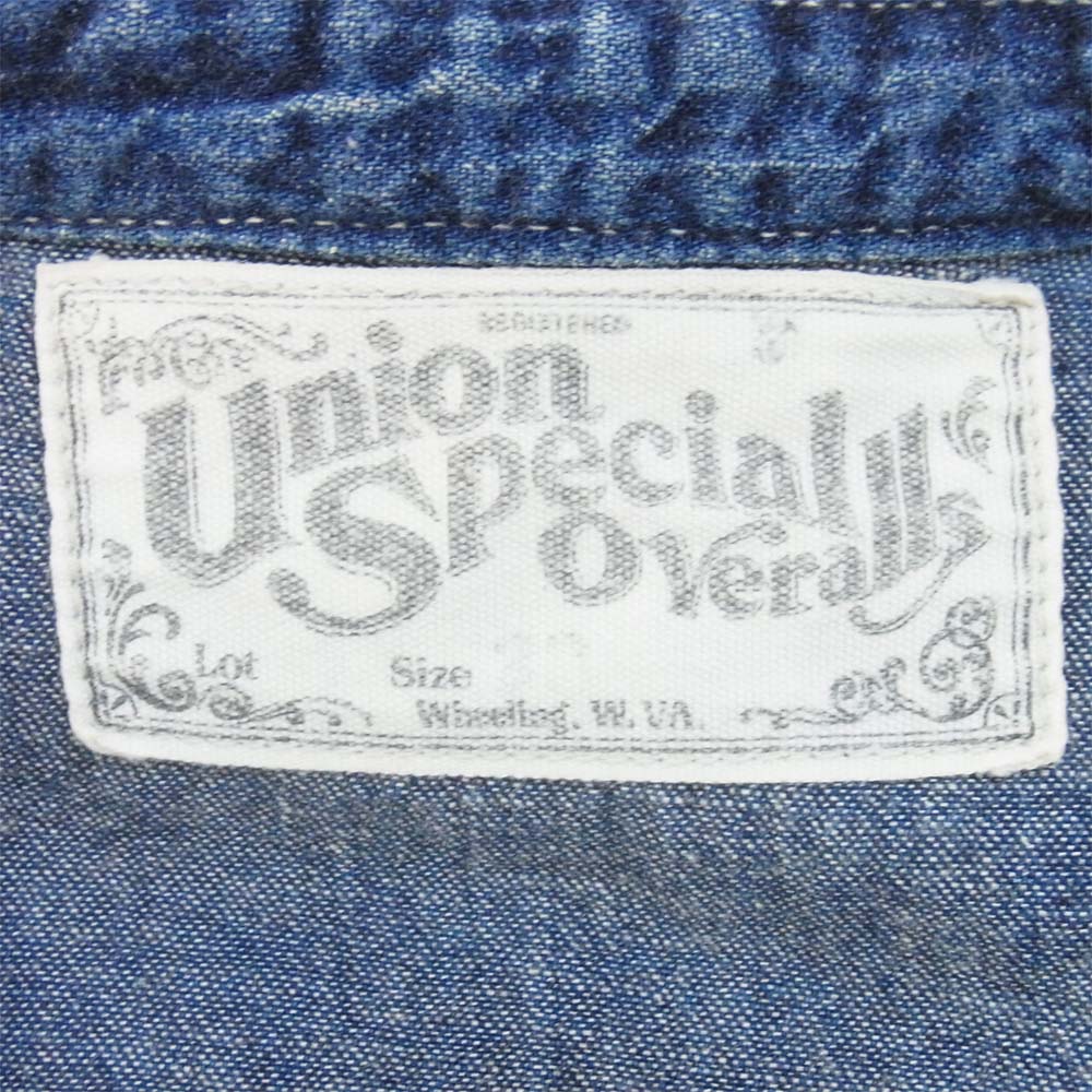 FREEWHEELERS フリーホイーラーズ UNION SPECIAL OVERALLS ユニオンスペシャルオーバーオールズ ノーカラー デニムシャツ インディゴブルー系【中古】