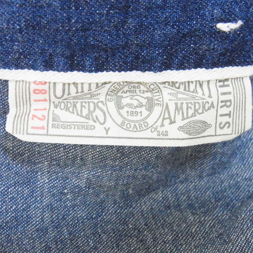 FREEWHEELERS フリーホイーラーズ UNION SPECIAL OVERALLS ユニオンスペシャルオーバーオールズ ノーカラー デニムシャツ インディゴブルー系【中古】