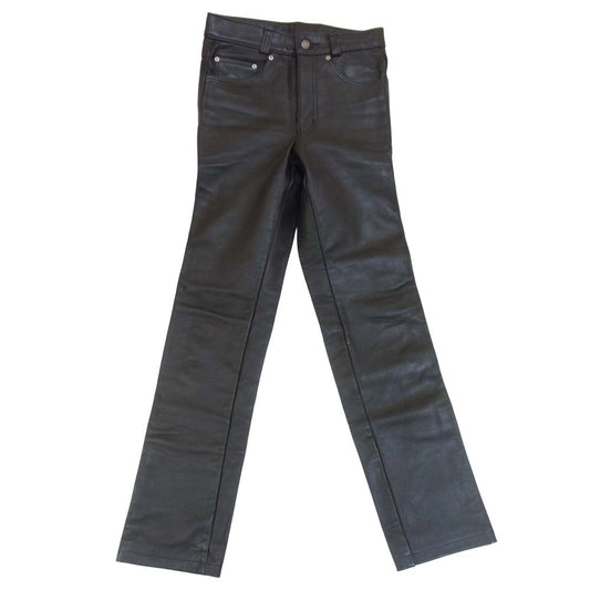 schott ショット USA製 600 LEATHER PANT 5ポケット レザー パンツ レザーパンツ ブラック系 28【中古】