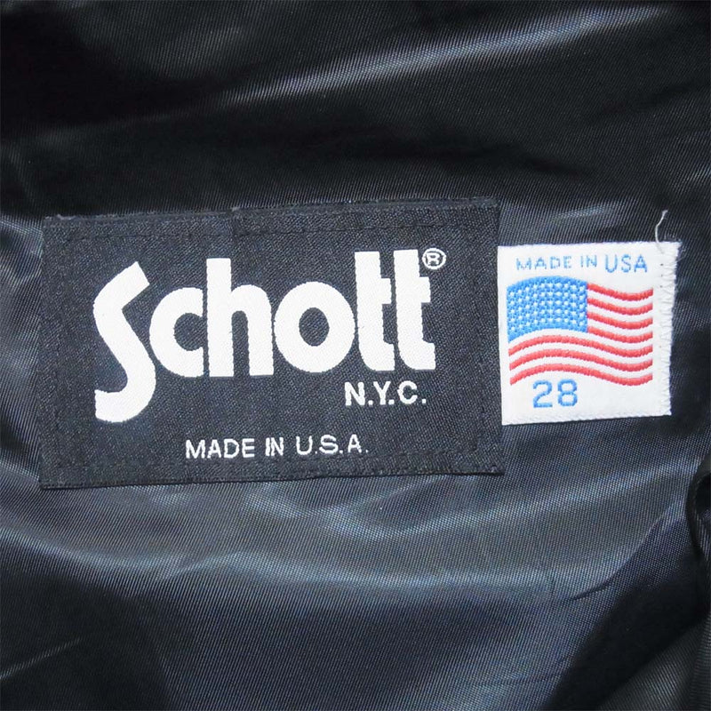 schott ショット USA製 600 LEATHER PANT 5ポケット レザー パンツ レザーパンツ ブラック系 28【中古】