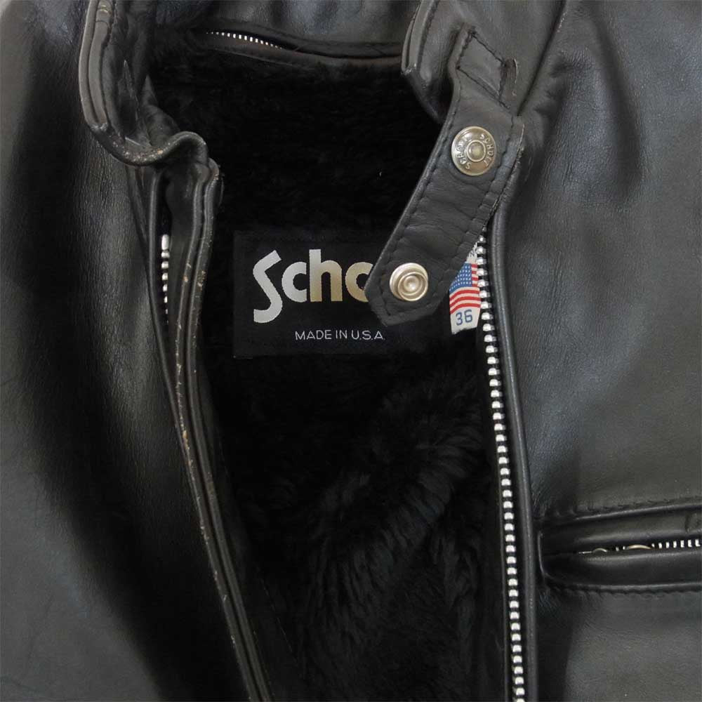 schott ショット USA製 641シングル ライダース ボアライナー付 ジャケット ブラック系 36【中古】