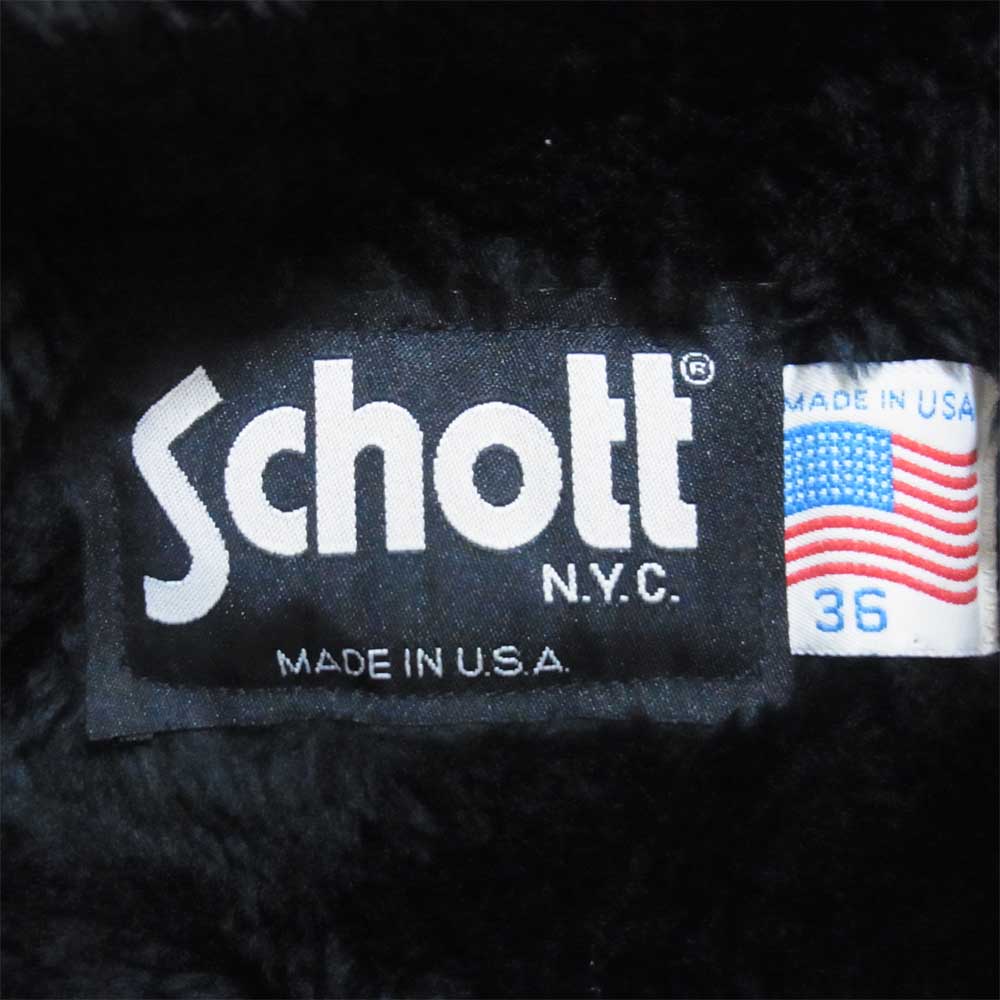 schott ショット USA製 641シングル ライダース ボアライナー付 ジャケット ブラック系 36【中古】