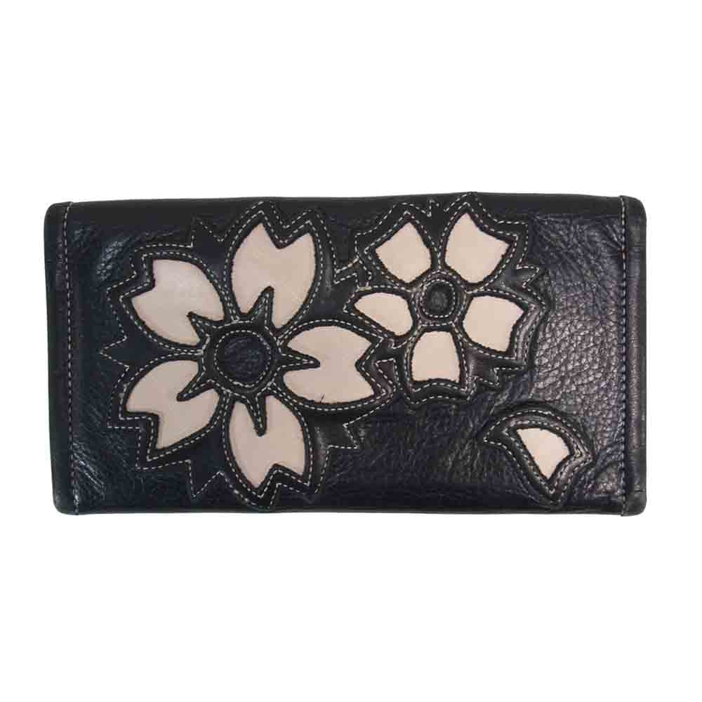 BILL WALL LEATHER ビルウォールレザー チェリーブロッサム カスタム レザー  ウォレット 桜 ブラック系【中古】