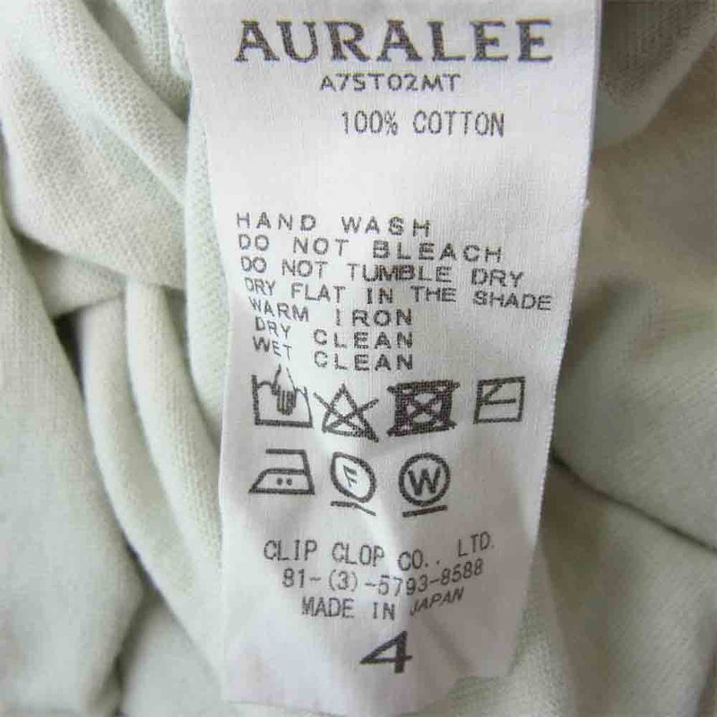 AURALEE オーラリー 17SS A7ST02MT SOFT CORD BIG TEE ビッグ Tシャツ グリーン系 4【中古】