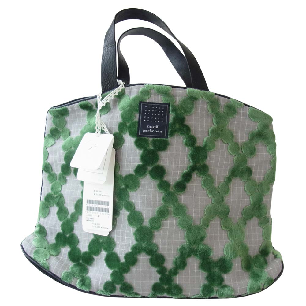 mina perhonen ミナペルホネン ya9091 moss pearl tambourine モスパール タンバリン laiva bag ライバ バッグ グリーン系 ブラック系【新古品】【未使用】【中古】