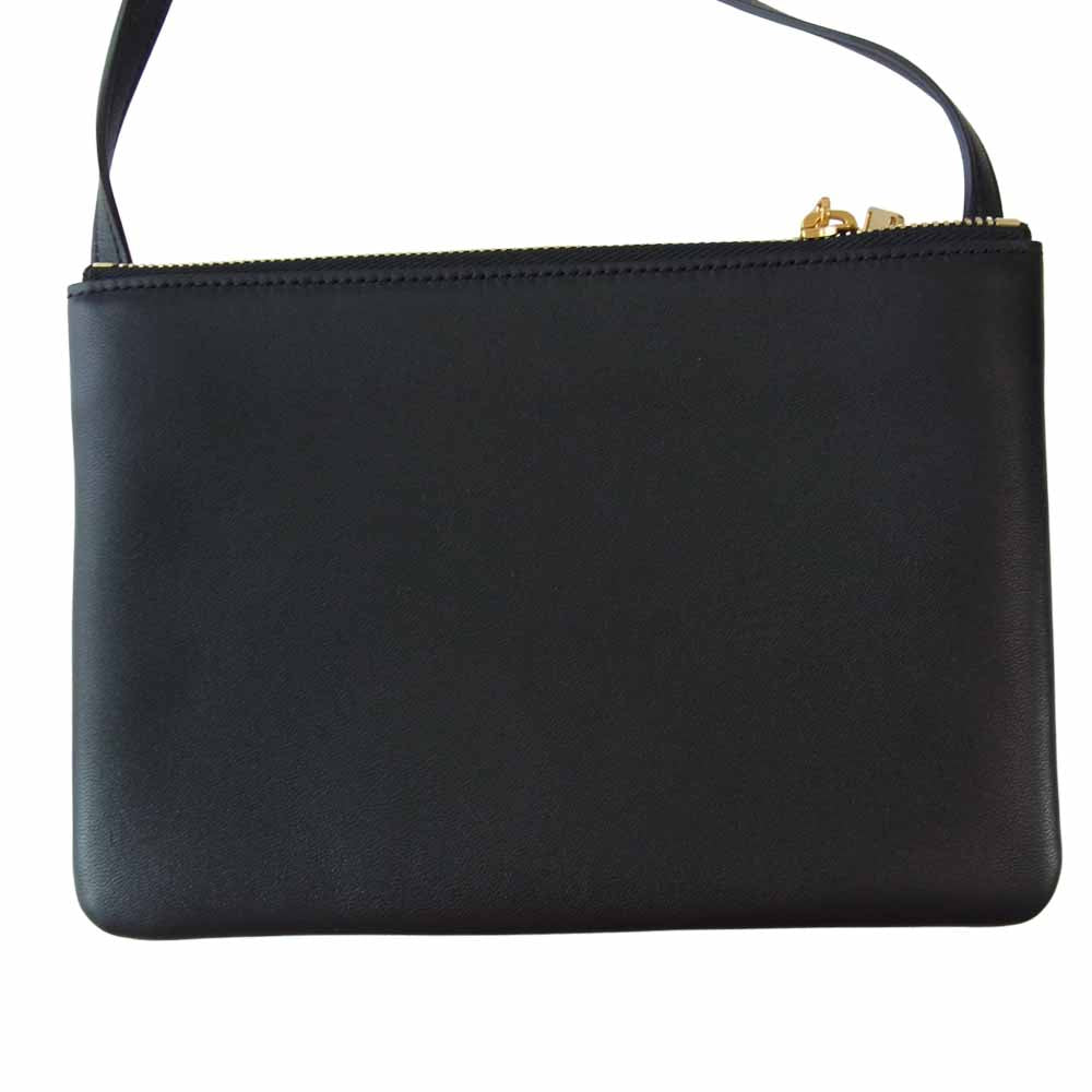 CELINE セリーヌ 192033CAD.38NO TRIO トリオ スムースラムスキン ショルダー バッグ ブラック系【極上美品】【中古】