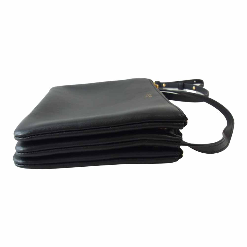 CELINE セリーヌ 192033CAD.38NO TRIO トリオ スムースラムスキン ショルダー バッグ ブラック系【極上美品】【中古】