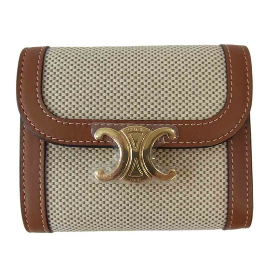 CELINE セリーヌ 10D782CLD.04LV トリオンフ スモールフラップ ウォレット ブラウン系【新古品】【未使用】【中古】
