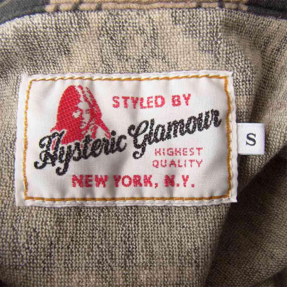 HYSTERIC GLAMOUR ヒステリックグラマー 0261AH07 ロゴ ワッペン付き ネイティブカモ 半袖 シャツ カーキ系 S【中古】