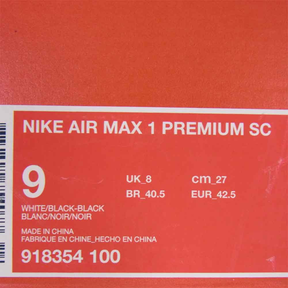 NIKE ナイキ 918354-100 AIR MAX 1 PREMIUM SC エア マックス 1 プレミアム スニーカー ホワイト系 27cm【中古】