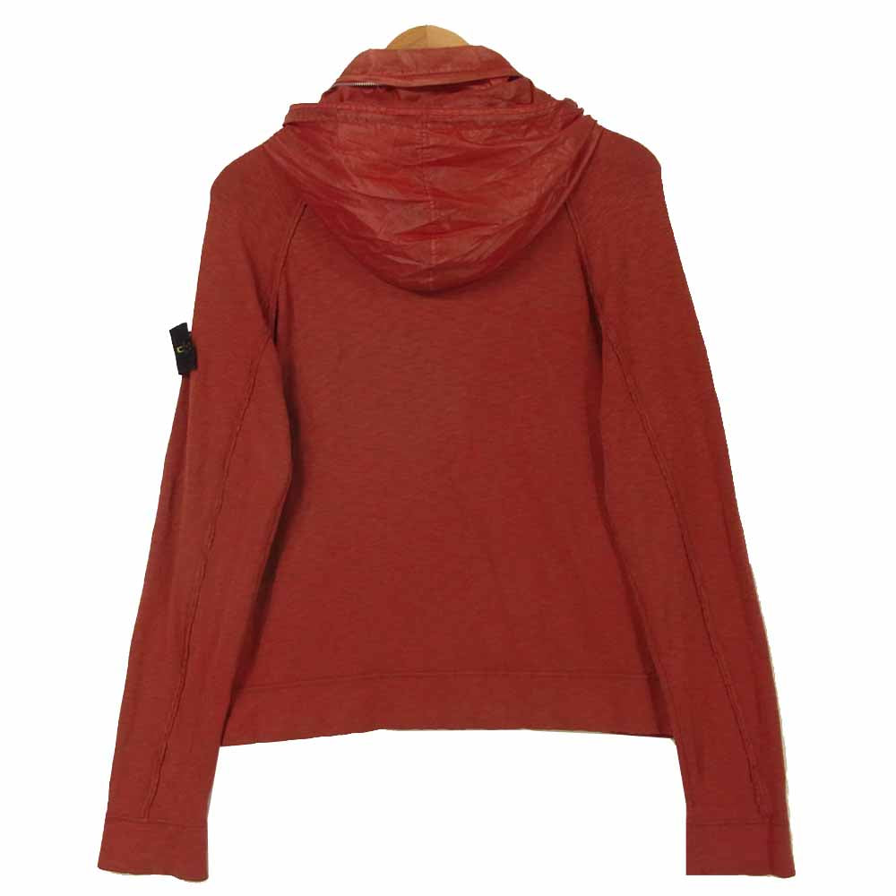 STONE ISLAND ストーンアイランド ニット ナイロン ジップ パーカー コットン チュニジア製 レッド系 M【中古】
