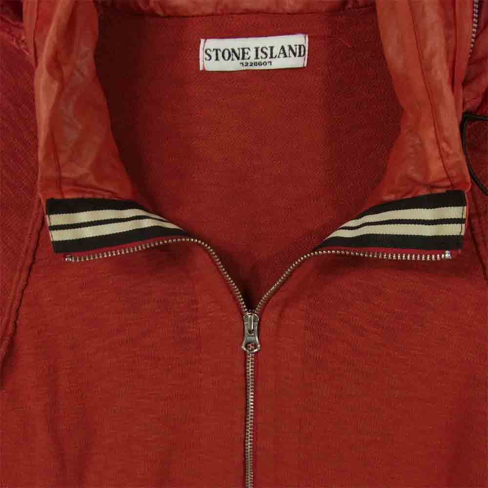 STONE ISLAND ストーンアイランド ニット ナイロン ジップ パーカー コットン チュニジア製 レッド系 M【中古】