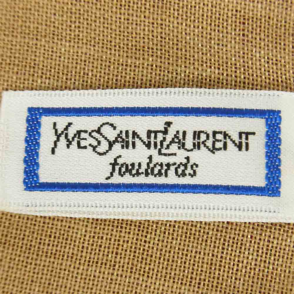 YVES SAINT LAURENT イヴサンローラン YSL ペイズリー柄 ウール シルク 大判 スカーフ ストール レッド系 ブラック系 ベージュ系【中古】