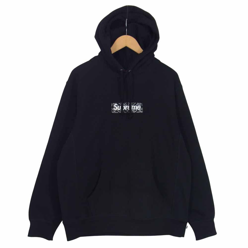 Supreme シュプリーム 19AW Bandana Box Logo Hooded Sweatshirt バンダナ ボックスロゴ パーカー ブラック系 L【中古】