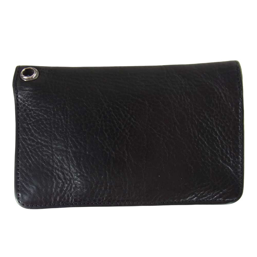 CHROME HEARTS クロムハーツ（原本無） 1ジップ クロスボタン クロスパッチ レザー ウォレット ブラック系【中古】