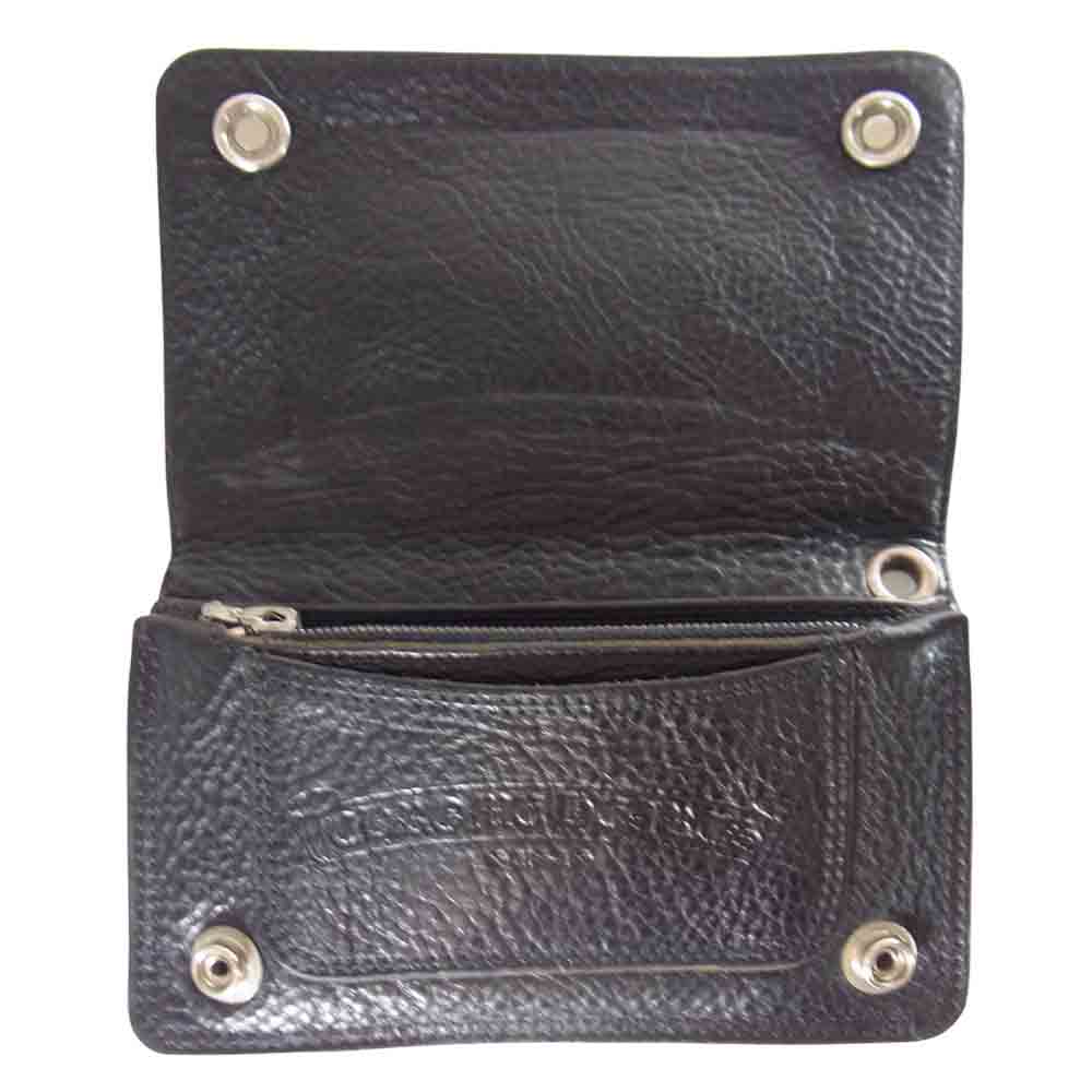 CHROME HEARTS クロムハーツ（原本無） 1ジップ クロスボタン クロスパッチ レザー ウォレット ブラック系【中古】