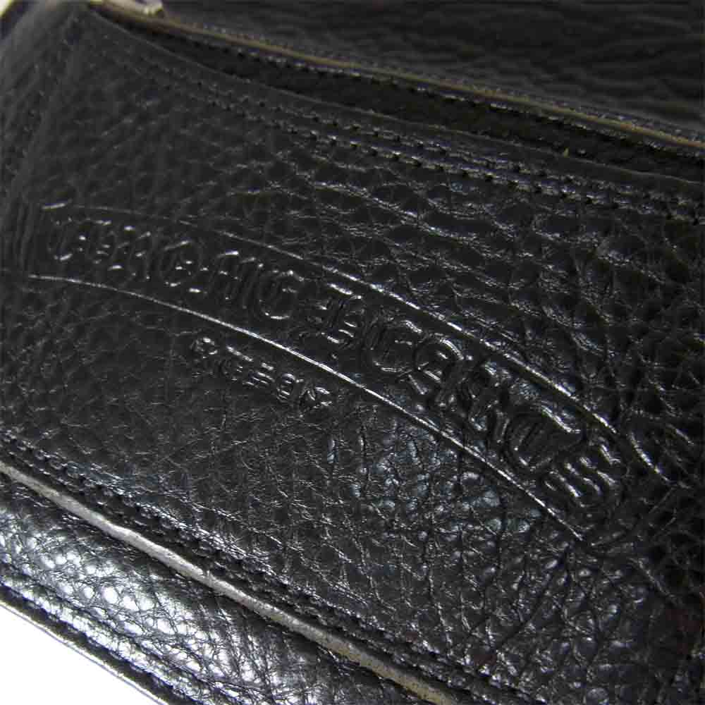 CHROME HEARTS クロムハーツ（原本無） 1ジップ クロスボタン クロスパッチ レザー ウォレット ブラック系【中古】