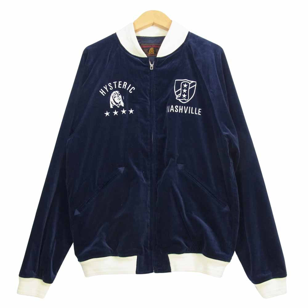 HYSTERIC GLAMOUR ヒステリックグラマー 0233AB06 NASHVILLE ベロア スーベニア ジャケット ネイビー系 L【中古】