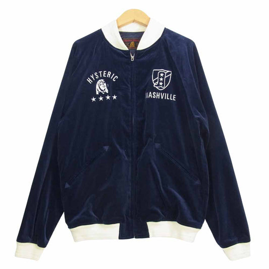 HYSTERIC GLAMOUR ヒステリックグラマー 0233AB06 NASHVILLE ベロア スーベニア ジャケット ネイビー系 L【中古】