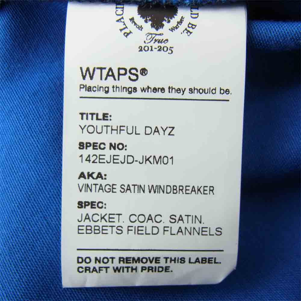WTAPS ダブルタップス 142EJEJD-JKM01 VINTAGE SATIN WINDBREAKER JACKET サテン ウィンドブレーカー ジャケット ブルー系 M【中古】