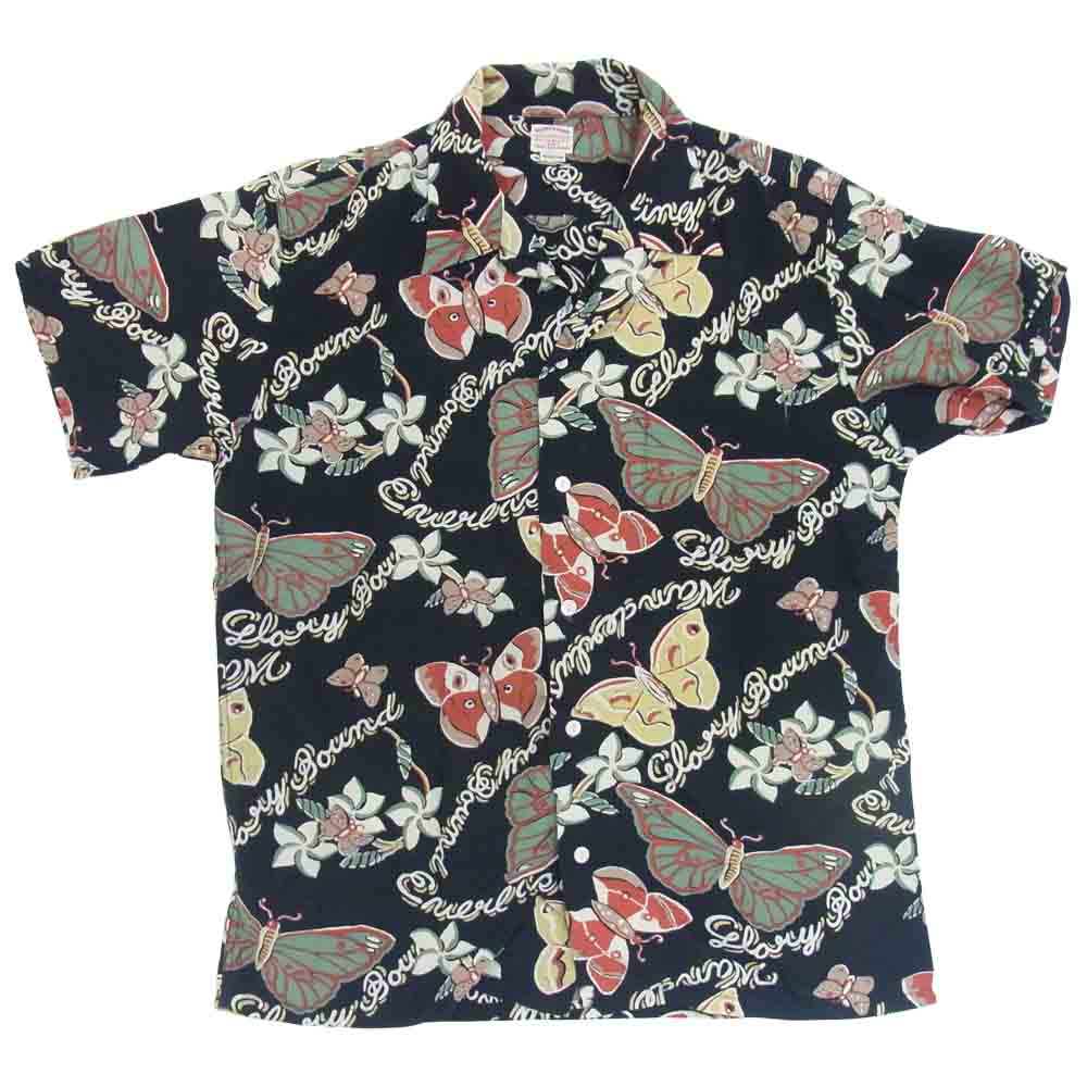 COOTIE クーティー GLORY BOUND バタフライ アロハ シャツ 半袖シャツ 総柄 ブラック系 M【中古】