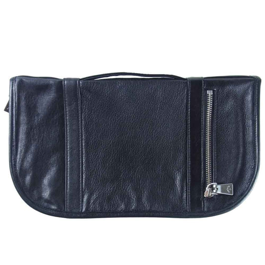 aniary アニアリ Antique Leather アンティークレザー マルチケース クラッチ バッグ  ブラック系【中古】
