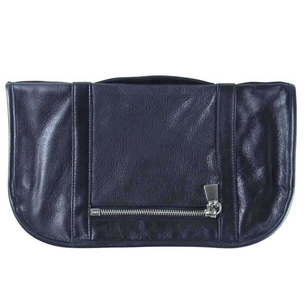 aniary アニアリ Antique Leather アンティークレザー マルチケース クラッチ バッグ  ブラック系【中古】