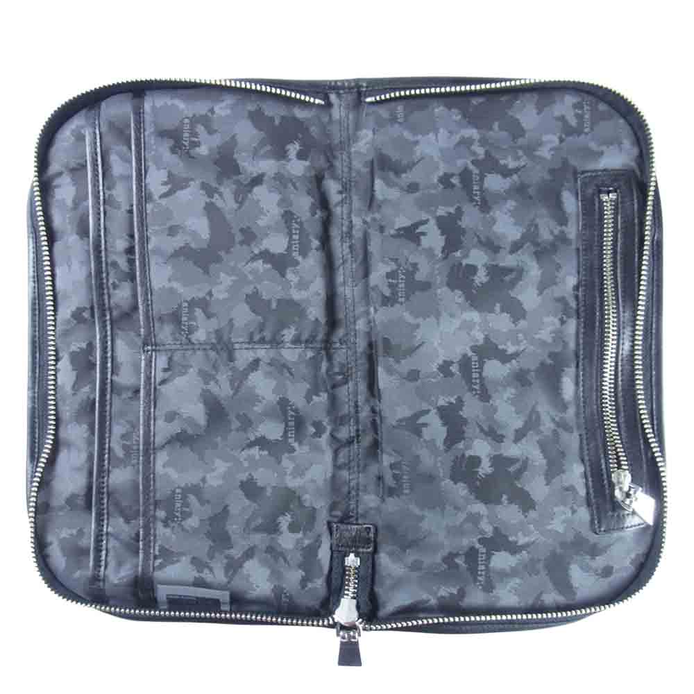 aniary アニアリ Antique Leather アンティークレザー マルチケース クラッチ バッグ  ブラック系【中古】