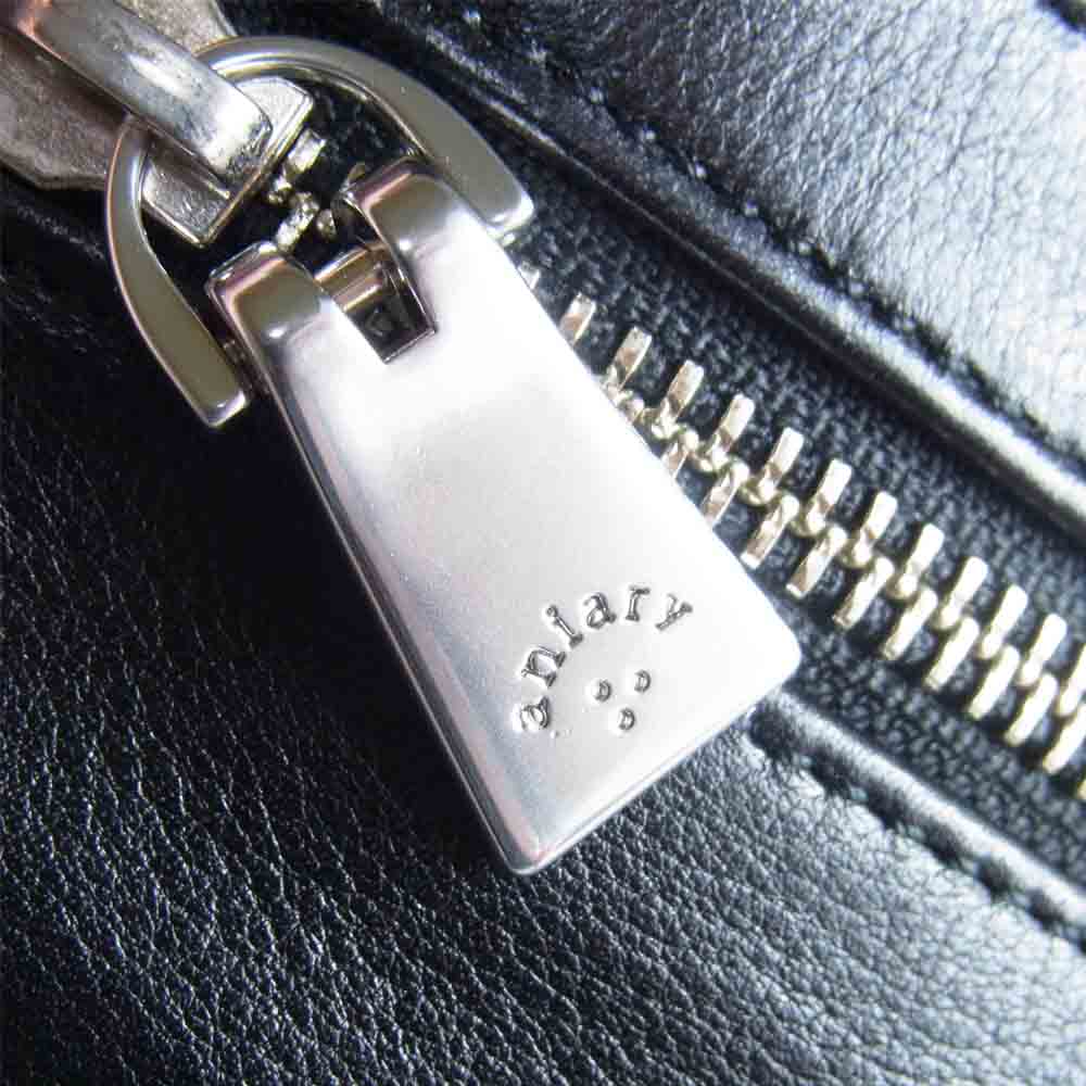 aniary アニアリ Antique Leather アンティークレザー マルチケース クラッチ バッグ  ブラック系【中古】