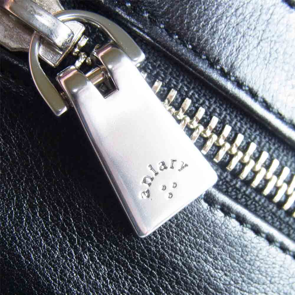 aniary アニアリ Antique Leather アンティークレザー マルチケース クラッチ バッグ  ブラック系【中古】
