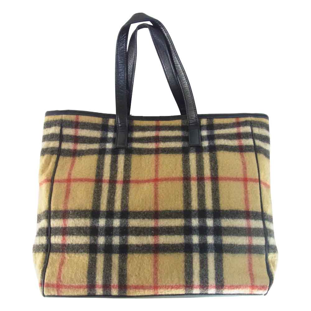 BURBERRY BLUE LABEL バーバリーブルーレーベル ノバ チェック ウール トート バッグ ライトブラウン系【中古】