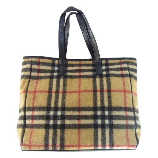 BURBERRY BLUE LABEL バーバリーブルーレーベル ノバ チェック ウール トート バッグ ライトブラウン系【中古】