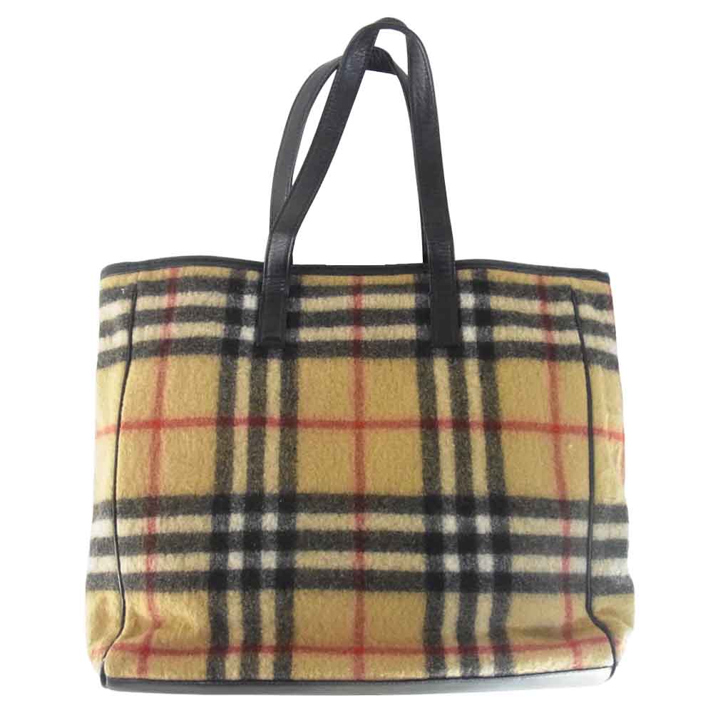 BURBERRY BLUE LABEL バーバリーブルーレーベル ノバ チェック ウール トート バッグ ライトブラウン系【中古】