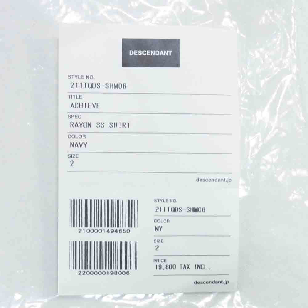 DESCENDANT ディセンダント 211TQDS-SHM06 ACHIEVE RAYON SS SHIRT Ce jour est toi アーカイブ レーヨン シャツ ネイビー系 2【極上美品】【中古】