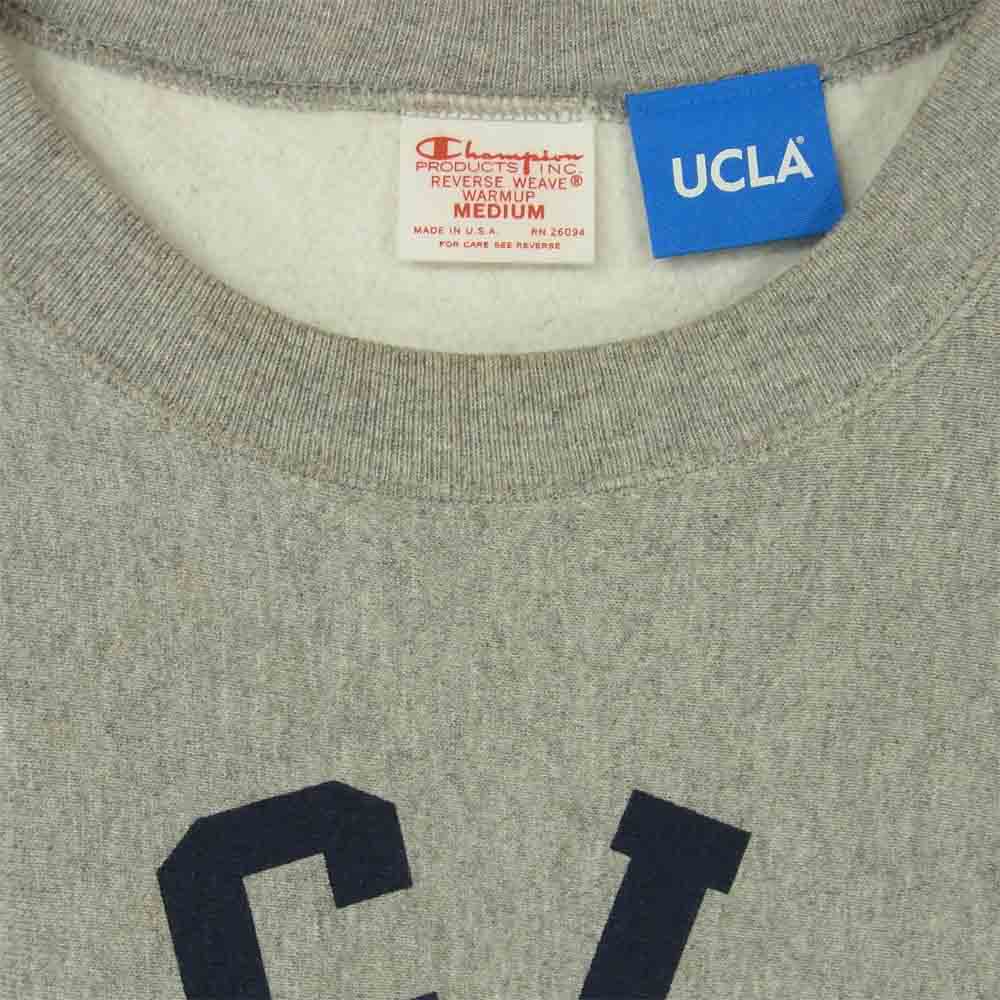 Champion チャンピオン USA製 赤単タグ 復刻 UCLA カレッジ プリント スウェット トレーナー グレー系 M【中古】