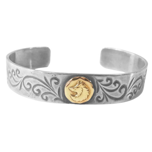 タディアンドキング K18 ウルフ アラベスク 唐草 平打ち シルバー バングル シルバー系×ゴールド系【中古】