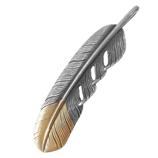 タディアンドキング SV フェザー 先金 剣先 K18 L ペンダント シルバー系×ゴールド系【中古】