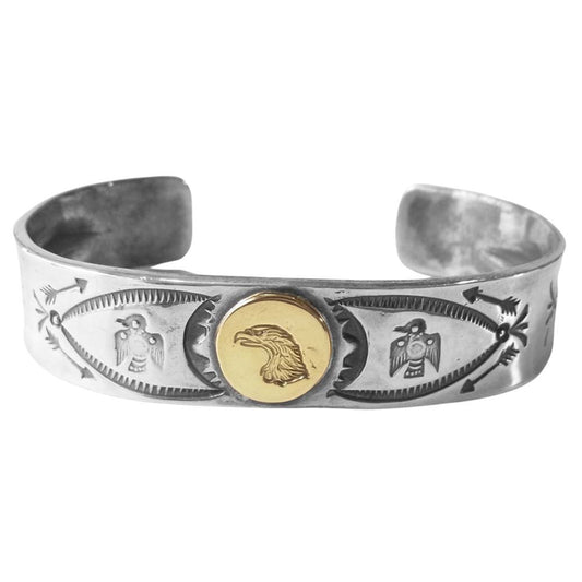 LARRY SMITH ラリースミス 販売証明書付属 18K EAGLE FACE BANGLE イーグル フェイス バングル シルバー系×ゴールド系【中古】