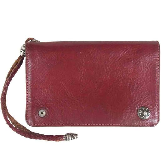 CHROME HEARTS クロムハーツ（原本無） 2ZIP 2ジップ レザー ウォレット 財布 エンジ系【中古】