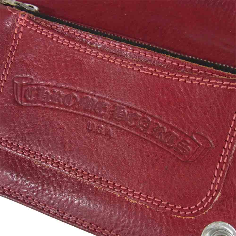 CHROME HEARTS クロムハーツ（原本無） 2ZIP 2ジップ レザー ウォレット 財布 エンジ系【中古】