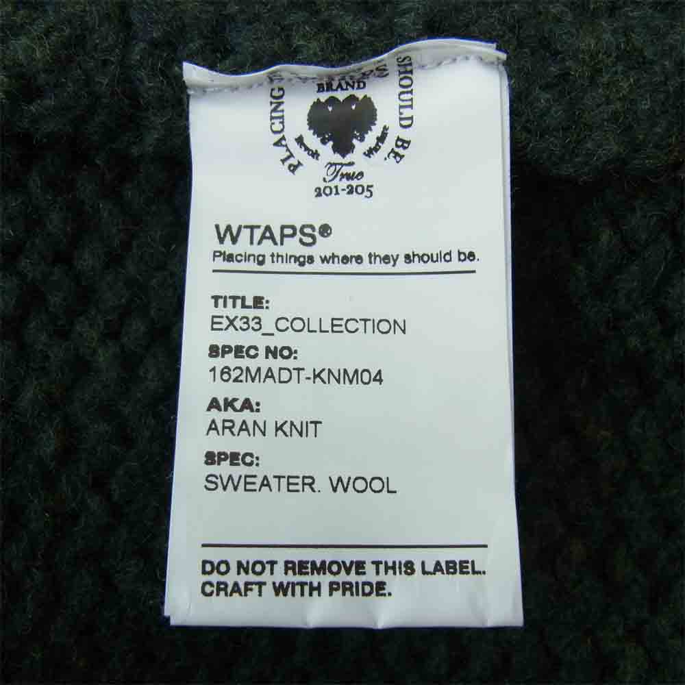 WTAPS ダブルタップス 16AW 162MADT-KNM04 ARAN KNIT アラン ニット セーター グリーン系 2【中古】