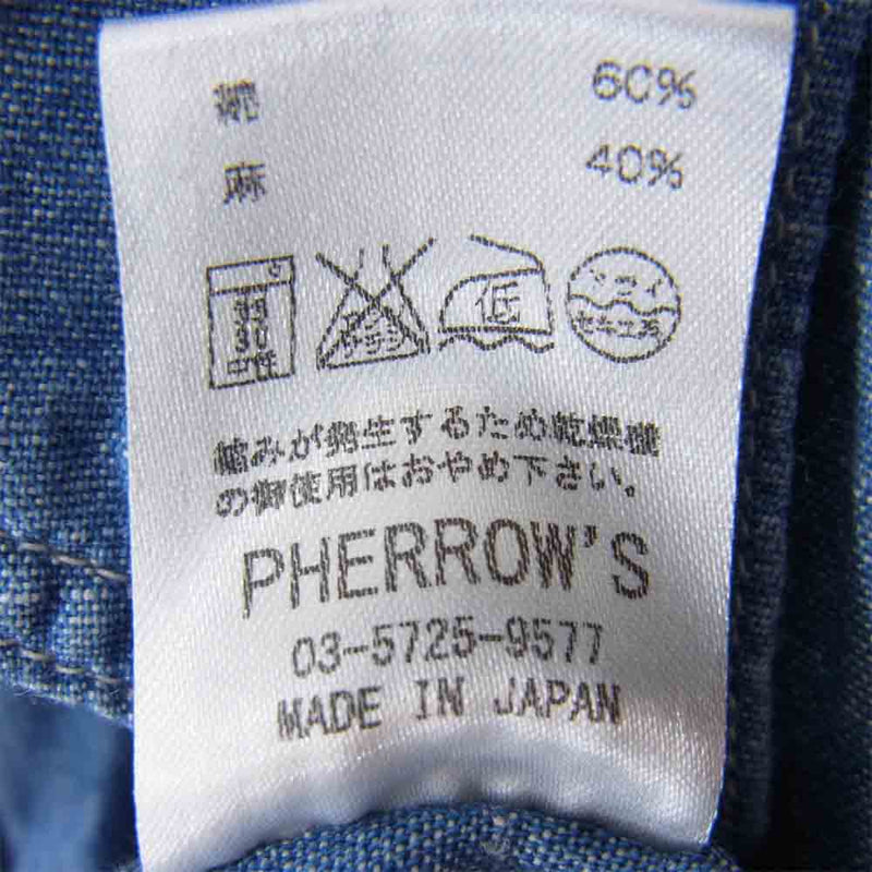 Pherrow's フェローズ 770WS シャンブレー ワーク 半袖シャツ ブルー系 サイズ表記無【中古】