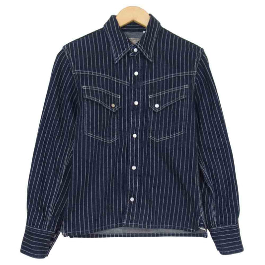 THE FLAT HEAD ザフラットヘッド 7008W WABASH STRIPE ウォバッシュ ストライプ ウエスタン 長袖シャツ ネイビー系 34【中古】