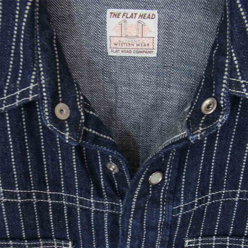 THE FLAT HEAD ザフラットヘッド 7008W WABASH STRIPE ウォバッシュ ストライプ ウエスタン 長袖シャツ ネイビー系 34【中古】