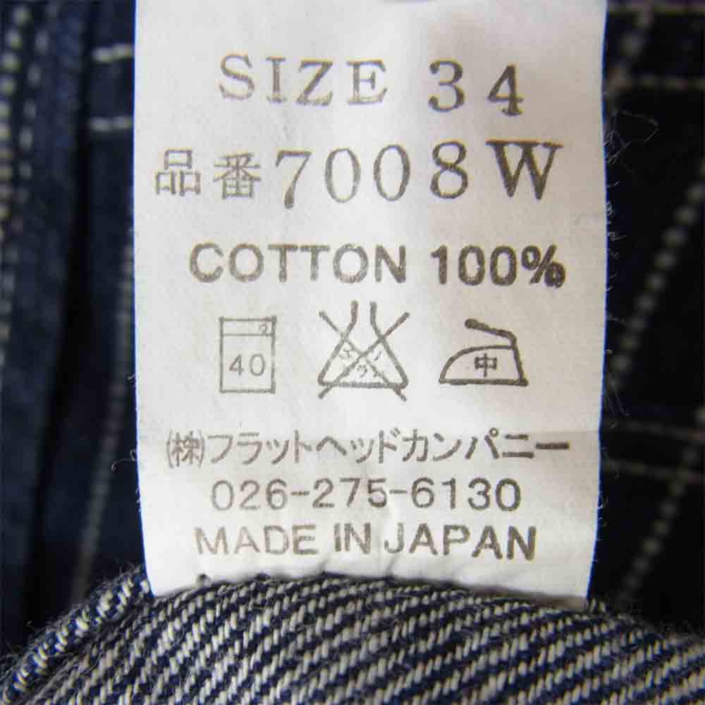THE FLAT HEAD ザフラットヘッド 7008W WABASH STRIPE ウォバッシュ ストライプ ウエスタン 長袖シャツ ネイビー系 34【中古】