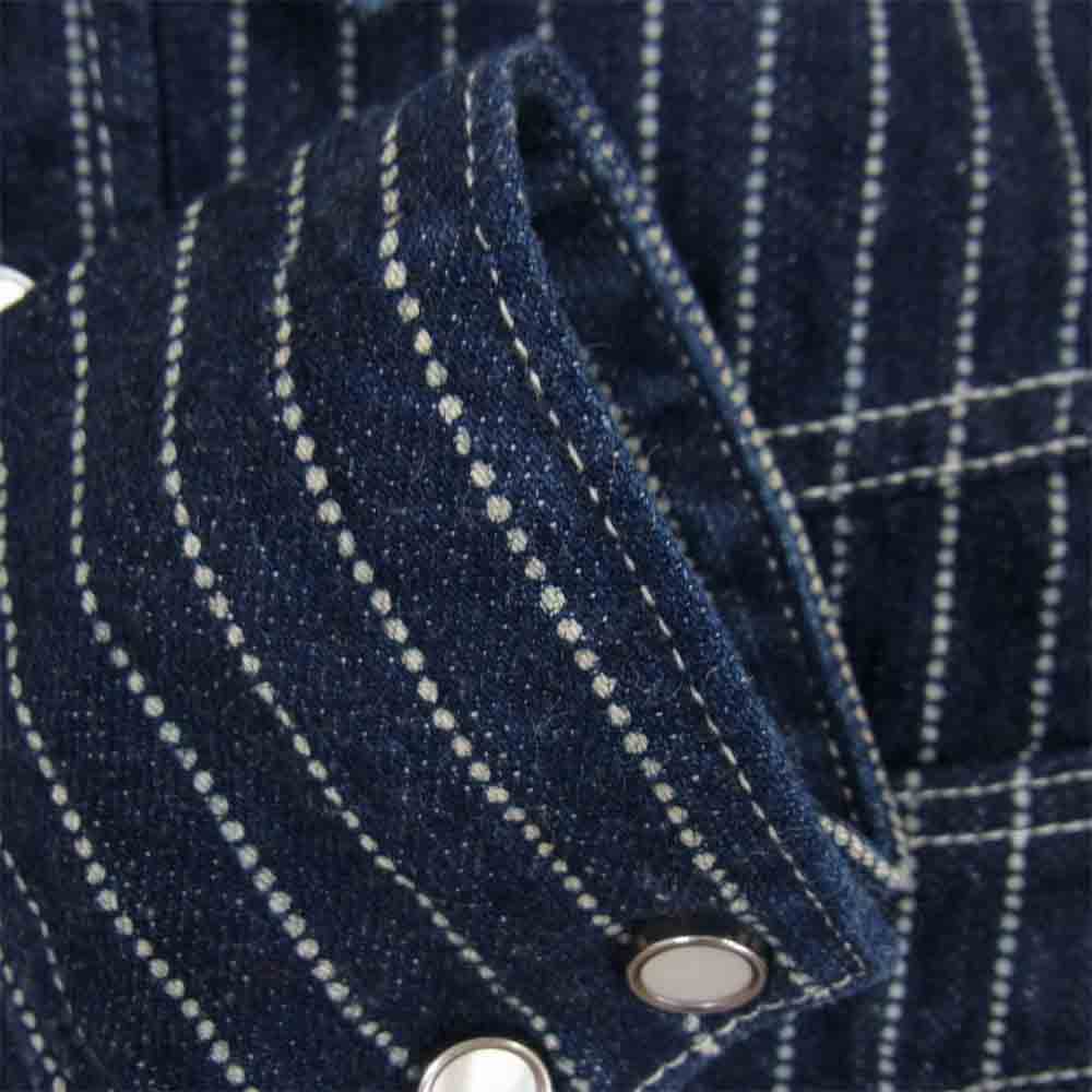 THE FLAT HEAD ザフラットヘッド 7008W WABASH STRIPE ウォバッシュ ストライプ ウエスタン 長袖シャツ ネイビー系 34【中古】