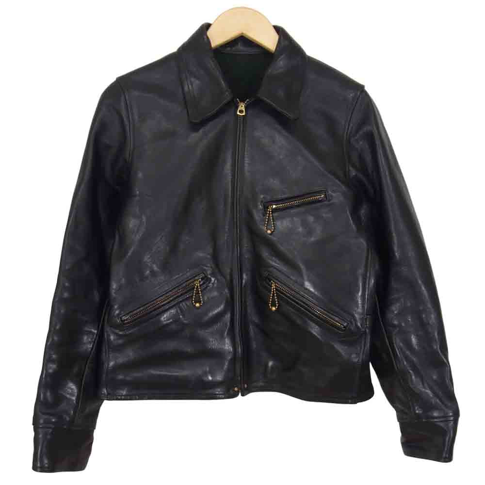 ダッパーズ ホースハイド ジップフロントレザー スポーツジャケット ブラック系 36【中古】