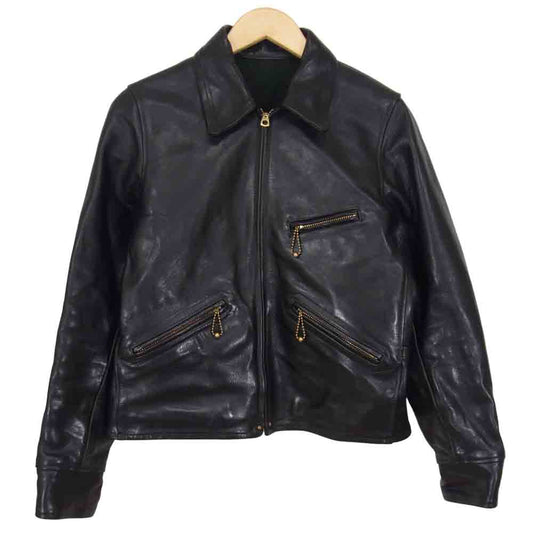 ダッパーズ ホースハイド ジップフロントレザー スポーツジャケット ブラック系 36【中古】