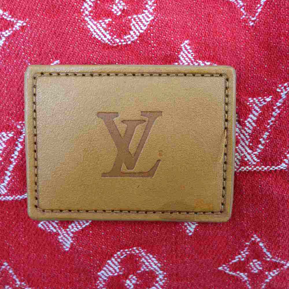 Supreme シュプリーム 17AW × ルイヴィトン LOUIS VUITTON LV Jacquard Denim Baseball Jersey デニム ベースボール 半袖シャツ レッド系 L【中古】