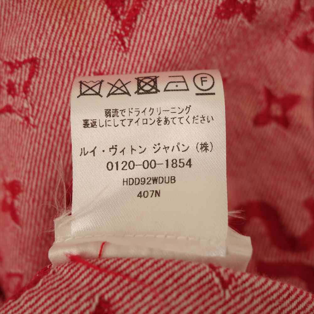 Supreme シュプリーム 17AW × ルイヴィトン LOUIS VUITTON LV Jacquard Denim Baseball Jersey デニム ベースボール 半袖シャツ レッド系 L【中古】